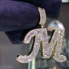 2 10ct Round Real Moissanite Customized Any Initial M Letter Pendant 925 Silver