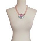 Lee Sands Necklace Mother Of Pearl Mop Inlay Flower Rose Quarts Beads Unsigned