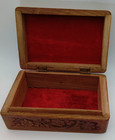 Vintage Indian Hand Carved Wooden Jewelry Trinket Box Mid Century Modern