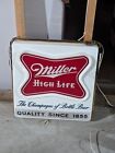 Rare 1957 Miller High Life Beer 2-sided Hanging Clock Lighted Sign 21   works 