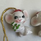 3 Vintage Bone China Mini Christmas Mouse Mice   d