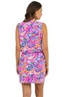 Ibkul Aubrey Drawstring Dress Size S Xl Sleeveless Plum Multi Ladies Golf Nwt