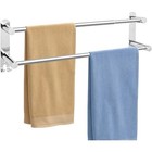Adjustable Towel Bar Stainless Steel Wall Mount Bathroom Rack W  Hooks New