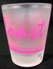 Oregon Coast Frosted Souvenir Shot Glass Pink Lettering 2 25 X 2 Inch