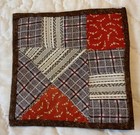 Vintage Antique Patchwork Quilt Table Topper Or Doll Quilt  Triangles  Brown Red