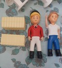 Vtg Little Tikes Family Dollhouse Stable Barn Accessories Horse Jockey Tractor  
