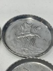 Aluminum Pressed Metal Duck Marsh Scene Coasters Vintage 3 25  Set Of 6