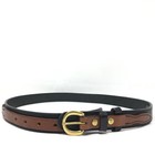New Brennemans Belt Mens Size 40 Black Brown Leather Brass Buckle Vintage