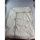 Vintage Ivory Floral Embroidered Tablecloth Crochet Lace Trim 68x42 Cottagecore