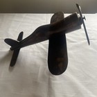 Vintage Brass Airplane Model Sculpture Propeller Plane Metal Desk Decor