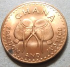 1967 Ghana One Pestwa Freedom And Justice Coin   Unc Nice Grade  w650-51 