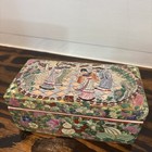 Chinoiserie  Chinese Rectangular Porcelain Brush Box With Lid 8 25x 4 25  X 3 75