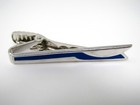 Vintage Tie Bar Clip Jewelry  Stunning Shape Design Blue Silver Tone Modernist