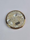 Vintage Compact Mirror Mother Of Pearl   Rhinestone Round W  Puffer