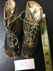 5  Antique 19th C Victorian High Top Black Leather Toddler Doll Shoes- S3