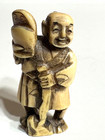 Antique 19th C  Japanese Netsuke Smiling Elder Figure Signed