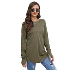 Women s Casual Long Sleeve Tops Crew Neck Round Hem Loose T-shirts Tunic Tops