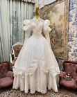 Victorian Wedding Dresses With Bow Long Puff Sleeve High Neck A Line Bridal Gown