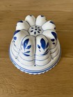 Set Of Three Vintage Italian Hand Painted Ceramic Jello Molds Classic Blue White