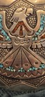 J  Nezzie Navajo Turquoise And Coral Inlaid Eagle Vintage Belt Buckle
