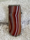 Victorian Banded Agate  vesta Case  Match Safe W striker On Lid  G-vg Cond