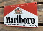 Vintage 11x7  Marlboro Filter Cigarettes Gasoline Motor Oil Gas Porcelain Sign