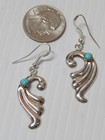 Vintage Navajo Indian Sterling Silver Turquoise Dangler Earrings Deco Dsgn Mint