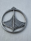 Hvalstad Viking Ship Pewter  Pendant Norway Norwegian Vintage Estate