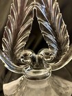 Mcm Fostoria Art Deco Stylized Plume Feather Glass Dual Candleholder