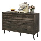 Modern 47  W 7 Drawers Storage Double Dresser Organizer With Black Metal Handles