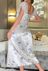 Pretty Floral Satin   Lace Long Nightgown Full Slip Gown Oily Xl New