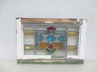 Antique Stained Glass Window Panel Vintage Old Wooden Victorian Deco 20 5 x14 
