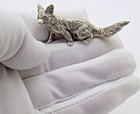 Vintage Italian Handmade Genuine Silver Fox Figurine Solid Sculpture