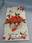 Vintage Mcm Pure Linen Kitchen Dish Tea Towel Parisian Prints Cherries New