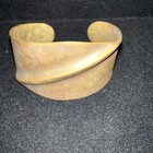 Vtg Brutalist Sculptural Brass Cuff Bracelet Modernist Adjustable 7   