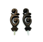 Cast Iron Filigree Rustic Bronze Curtain Rod Finial Drapery 4  Old World S Curve