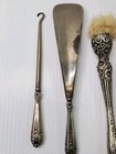 5 Pc Antique Sterling Silver Floral Repousse Vanity Dresser Set 