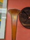 Louis Clouis C  Tiffany  Furnaces  Glass Trumpet Vase Bronze Signed Antique