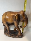 Vtg 1950s Large 13    Solid Wood Elephant Statue Hand Carved W  Red Eyes Figurine