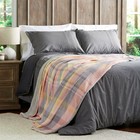 Xl Long Sherpa Fleece Super Soft Fuzzy Throw Blanket Plaid Peach Grays 60 X 70