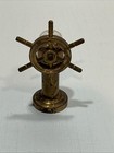 Vintage Miniature Brass Nautical Ship Wheel W compass Made In Holland Maritime  