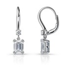 2 20 Ct Emerald Cut Moissanite Drop dangle Earrings Solid 14k White Gold For Her
