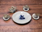 Vintage Handpainted Blue Delft Porcelain 9 Piece Miniature Tea Set
