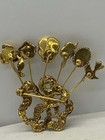 Vtg Goldette Brooch Pin Cameo Rhinestones