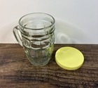 Vintage Barrel Shaped Root Beer Mug Clear Glass With Yellow Lid Ribbed