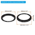 2pcs Metal Step Up Ring 46mm-52mm Camera Lens Filter Adapter Ring Black