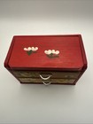 Red Hand Painted Wood Doll House Dresser Made In Japan Vintage