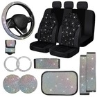 17 Pack Bling Car Seat Covers Set Car Diamond Half Part Bling multicolor