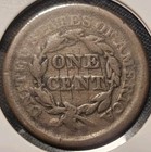 1856 Large Cent Braided Hair Liberty     Early Copper Type Coin     Circulated