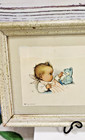Vintage Kunst Adelt Lithograph Framed Nursery Baby Boy Print 13  X 6 